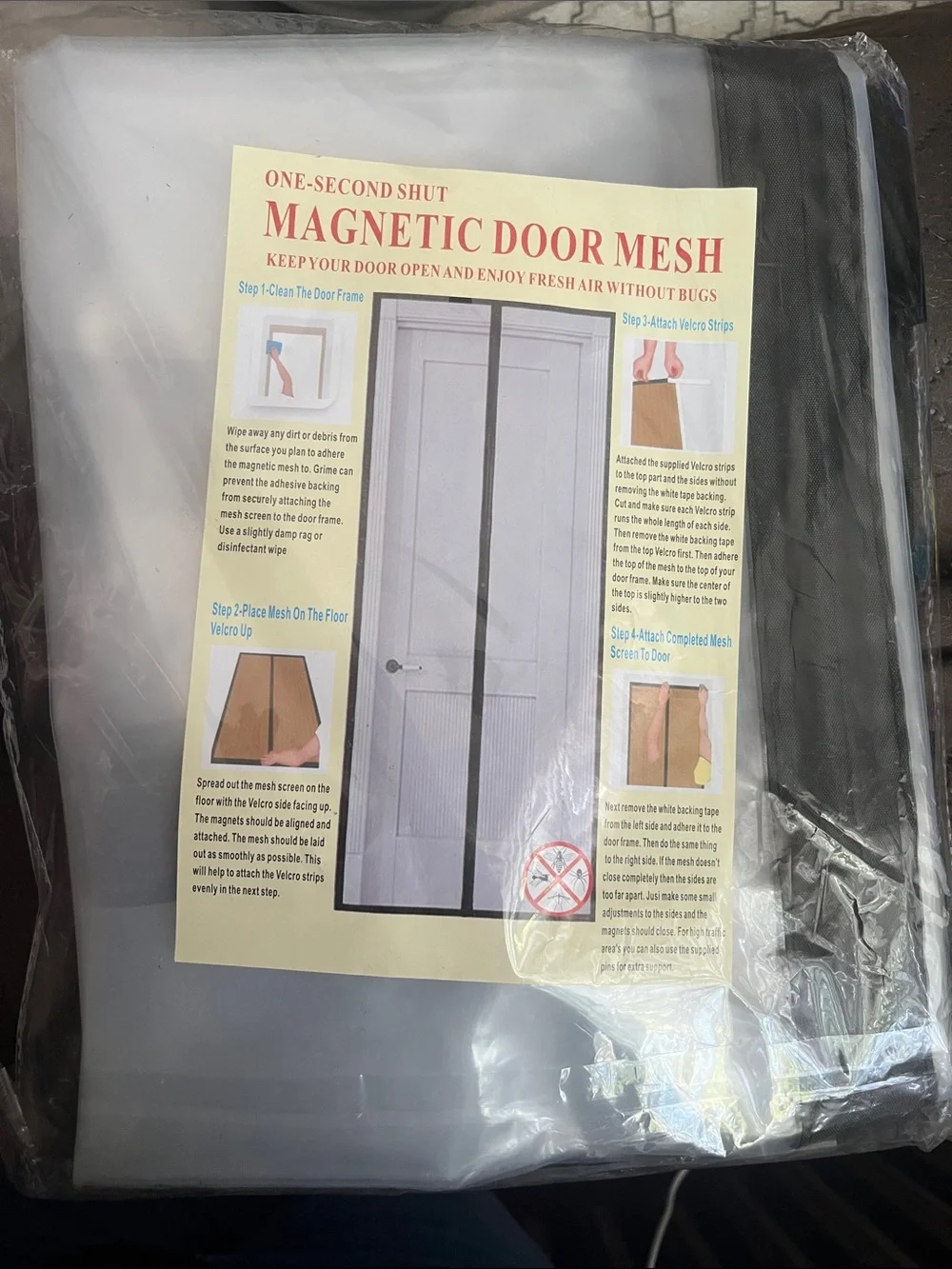 Magnetic Door Mesh Screen - Black, Easy-Install Bug Barrier